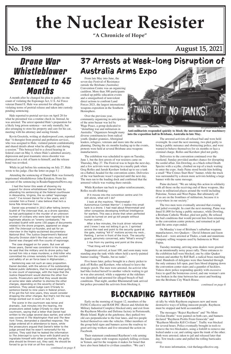 Cover of Nuclear Resister No. 198 (November 2021)