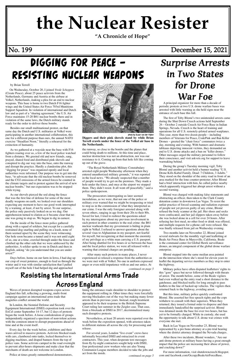 Cover of Nuclear Resister No. 199 (December 2021)
