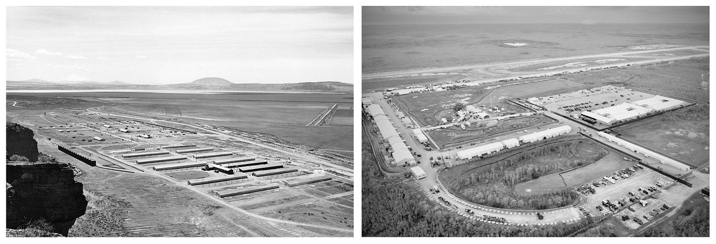 Tule Lake internment camp, CA, 1943 / Alligator Alcatraz detention camp, FL, 2025