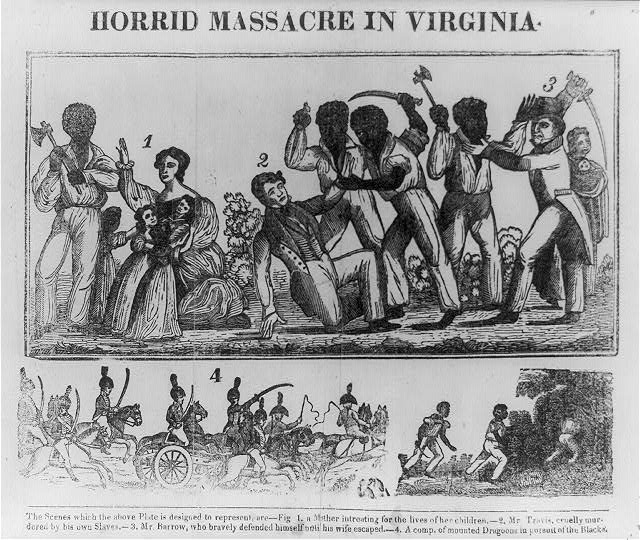 Nat Turner's rebellion of enslaved people begins